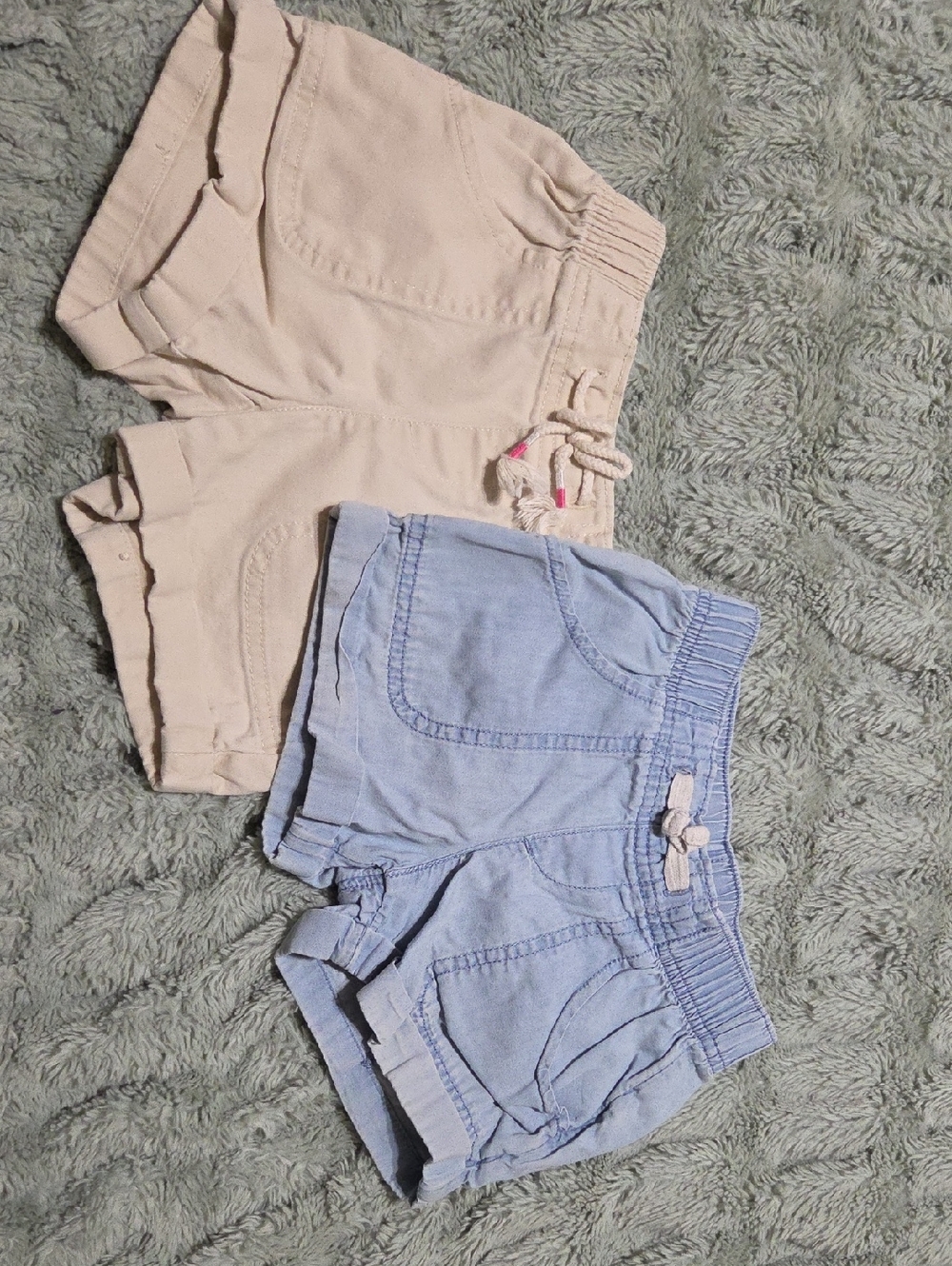 wonder nation Tan and Light Blue Girls' Shorts -